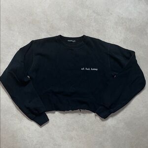 Brandy Melville Cropped Uh Huh Honey Embroidered Crewneck Sweatshirt